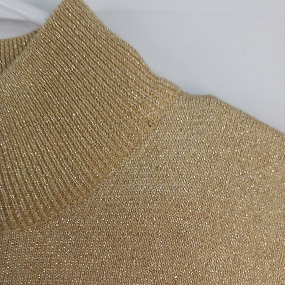 Gold Mock Neck Sleeveless Knit Sweater Size S - Picture 5 of 6